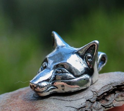 CELTIC FOX, HEAD, PENDANT, STERLING SILVER