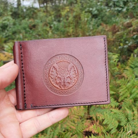 SCOTTISH THISTLE - LEATHER WALLET, BROWN