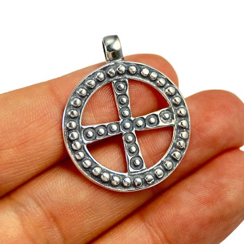 CROIX SOLAIRE SLAVE, GRANDE MORAVIE, PENDENTIF EN ARGENT, AG 925