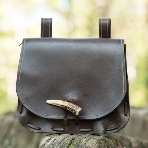 SACOCHE DE CEINTURE, CUIR, BRUN