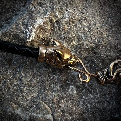 SCANIA, VIKING LEATHER BRAIDED NECKLACE, BRONZE