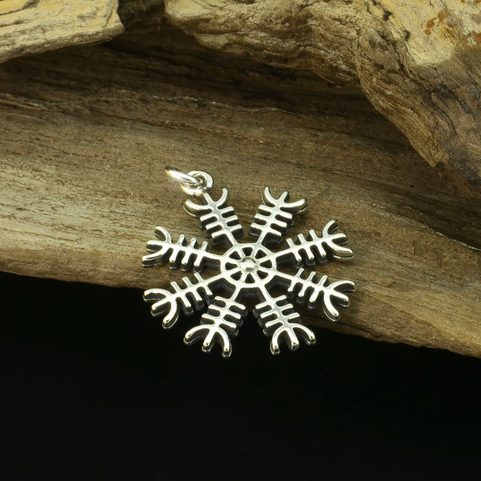 AEGISHJALMUR, ISLÄNDISCHE MAGISCHE RUNE, AMULETT, SILBER 925