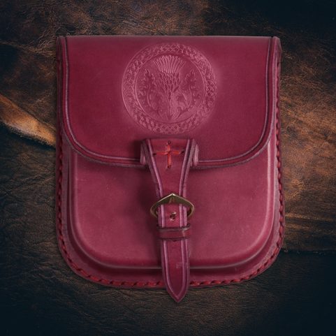 ALBA, SCOTTISH THISTLE, LEATHER BELT BAG - RED