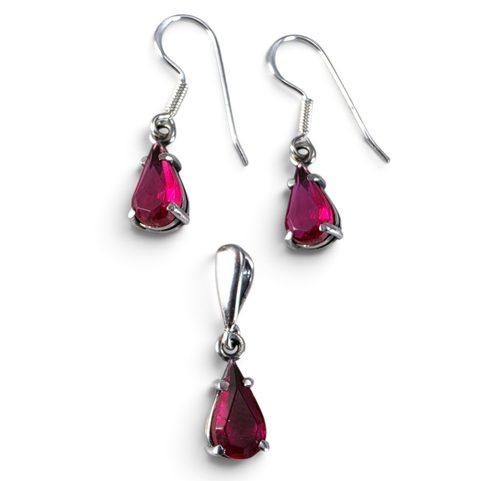 SILVER JEWELLERY SET WITH GLASS STRIGA, STERLING SILVER 925