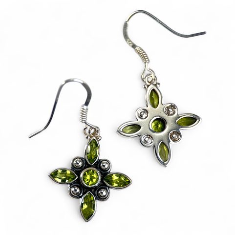 VICENZA, SILVER EARRINGS, PERIDOT, AG 925/1000