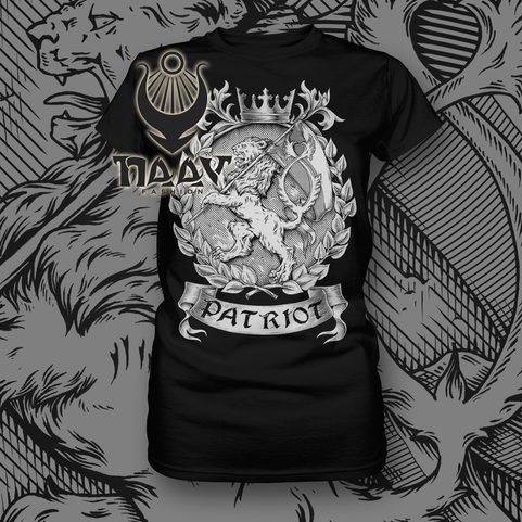 PATRIOT, TSCHECHISCHER LÖWE, FRAUEN T-SHIRT - SCHWARZ UND WEISS