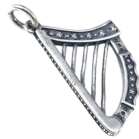 ERIN GO BRAGH - IRISH HARP, SILVER PENDANT, AG 925