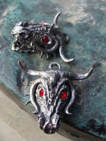 DRAGON, MASSIVE PEWTER PENDANT