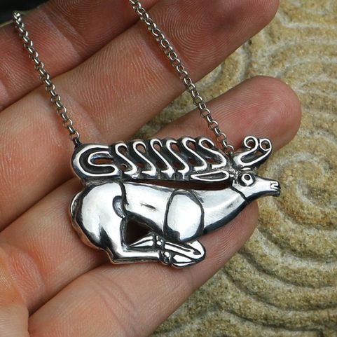 SCYTHIAN STAG - NECKLACE, STERLING SILVER