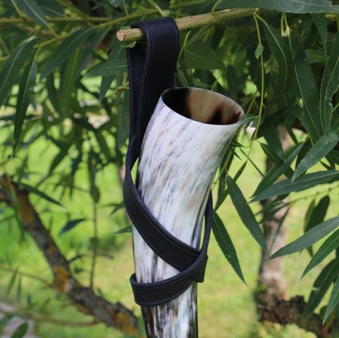SUPPORT EN CUIR POUR CORNE À BOIRE, UNIVERSEL - NOIR