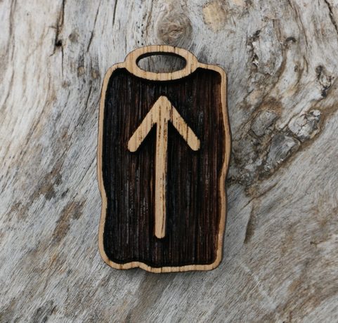TIWAZ - RUNE - FUTHARK, WOOD