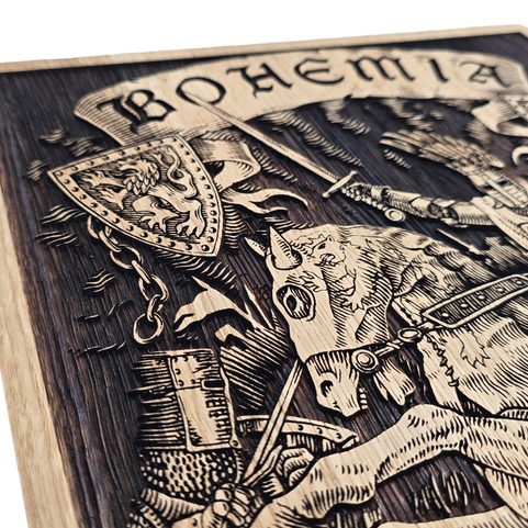 PREMYSL OTAKAR II - BOHEMIA, WALL DECORATION, WOOD 32X46CM