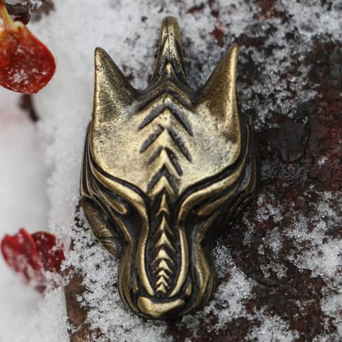 WARG NORSE WOLF VIKING PENDANT, ZINC ANTIQUE BRASS
