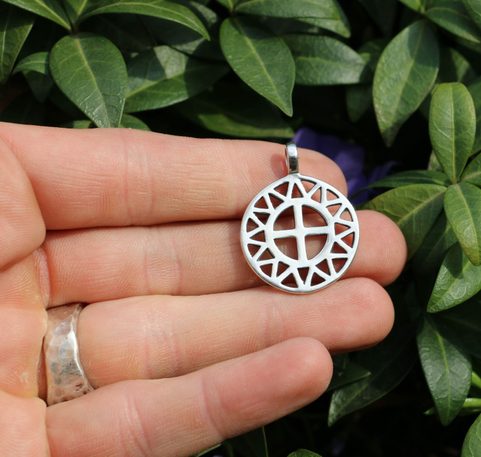SUN AND CROSS, SILVER PENDANT