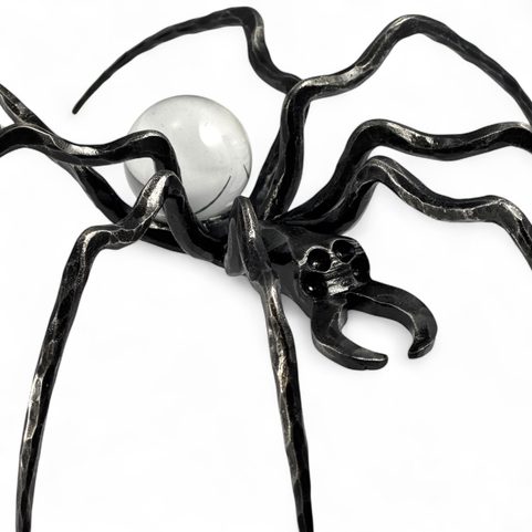 BLACK WIDOW, FORGED SPIDER FIGURE WITH GLASS