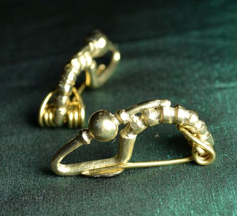 CELTIC IRON AGE BRONZE FIBULA, REPLICA, LA TENE PERIOD