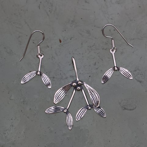 DRUID MISTLETOE - SET OF PENDANT AND EARRINGS SILVER 925