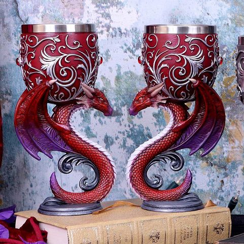 DRAGONS DEVOTION TWIN DRAGON HEART SET OF TWO GOBLETS