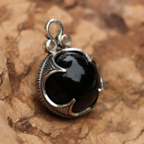 ONYX, VIKING BALL PENDANT, GOTLAND, SILVER