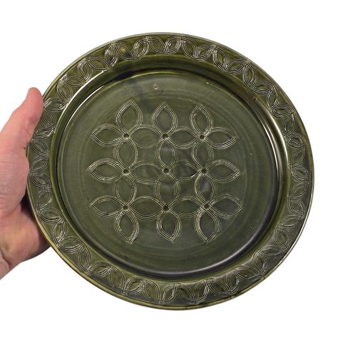 PLATE GREEN, DECORATED, MEDIEVAL