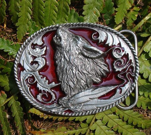 WOLF, BELT BUCKLE