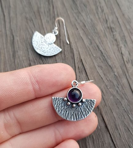 AZTEC, SILBER-OHRRINGE AG 925, AMETHYST