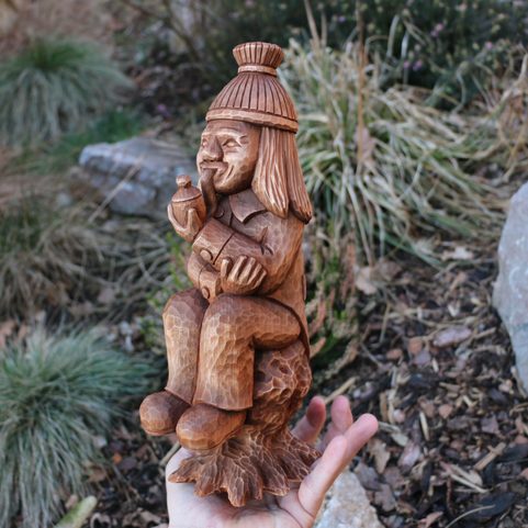 VODNIK - WATER SPIRIT - VODYANOY, WOODEN CARVED FIGURE FROM THE CARPATHIANS