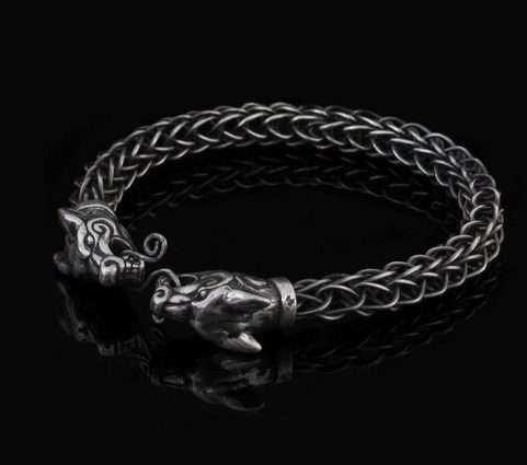 FENRIR, WOLF, STERLING SILVER BRACELET - VIKING KNIT