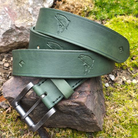 PIKE, LEATHER FISHING BELT, DECORATED