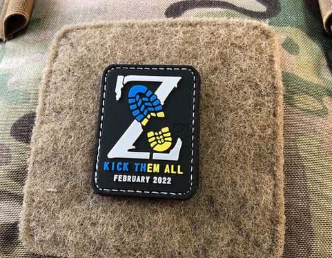 KICK THEM ALL, STATEMENT PATCH, UKRAINE COLORS, JTG 3D RUBBER PATCH