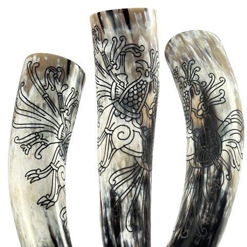 VIKING, CARVED DRINKING HORN