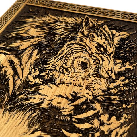 FENRIR - WOLF WITHOUT CHAINS WALL DECORATION, WOOD 32X46CM