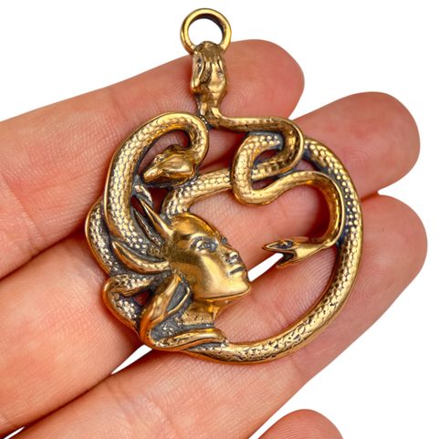 MEDUSA, ANTIQUE, BRONZE, PENDANT