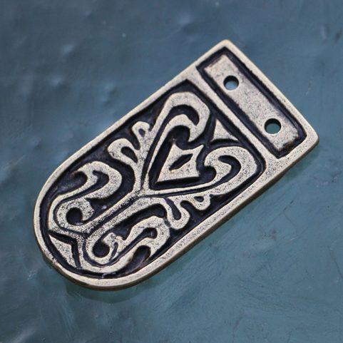 SLAVIC BELT STRAP END, GREAT MORAVIA ANTIQUE BRASS