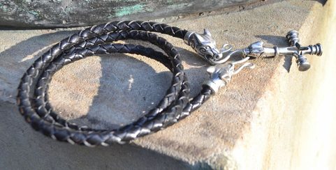 WOLF CROSS, NORSE WOLF NECKLACE, STERLING SILVER 925, 27 G.