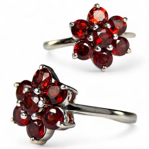 ROSA, RING, GARNET SILVER 925/1000