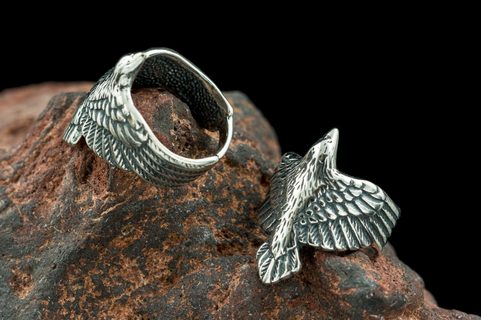 CORVUS, RAVEN, SILVER RING