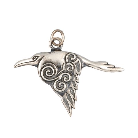 CORVUS - CELTIC CROW PENDANT, SILVER 925