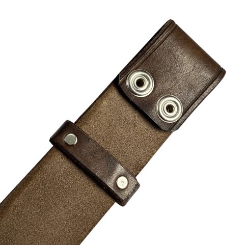 LEATHER BELT WITH BUCKLE CHANGE SYSTEM, BROWN
