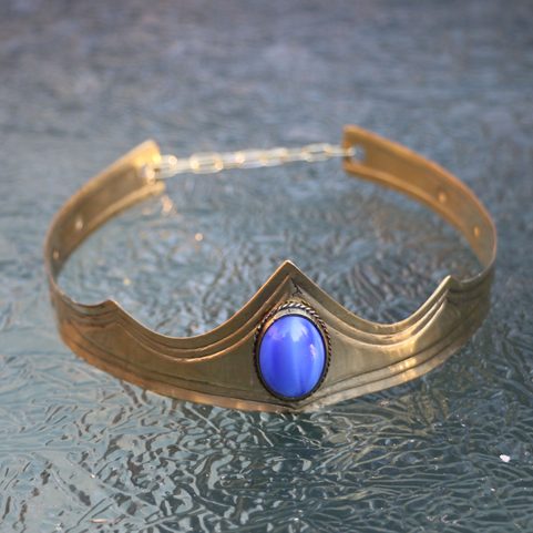 GRACIA - MEDIEVAL GOTHIC CROWN, MIDNIGHT BLUE GLASS