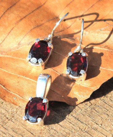 GRENAT - ENSEMBLE, ARGENT, GRENATE