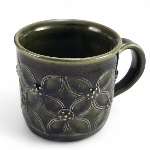 TASSE À EXPRESSO VERTE PLUS GRANDE AVEC SOUCOUPE