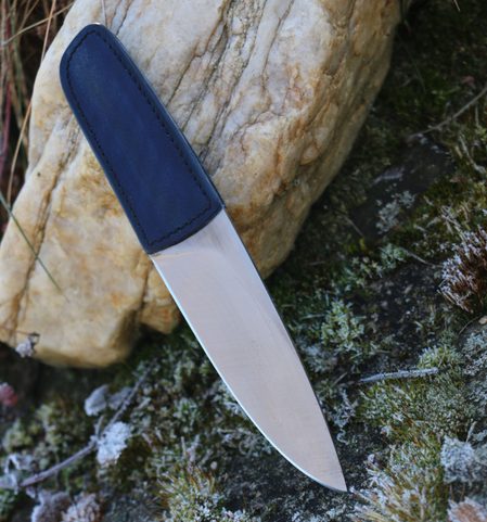 LOGAN DESIGNER KNIFE WITH LEATHER GRIP AND SHEATH, BLUE