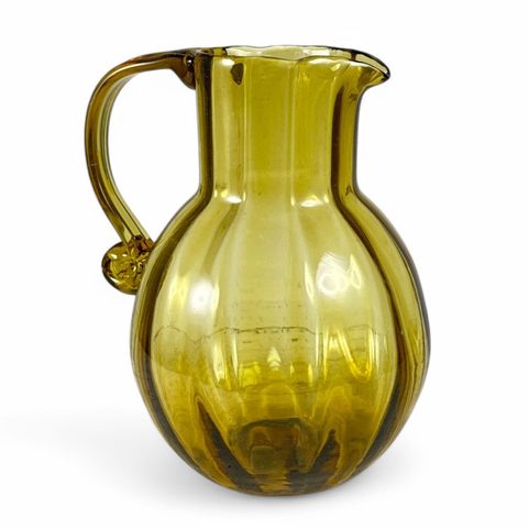 HISTORICAL JUG, CZECH GREEN GLASS