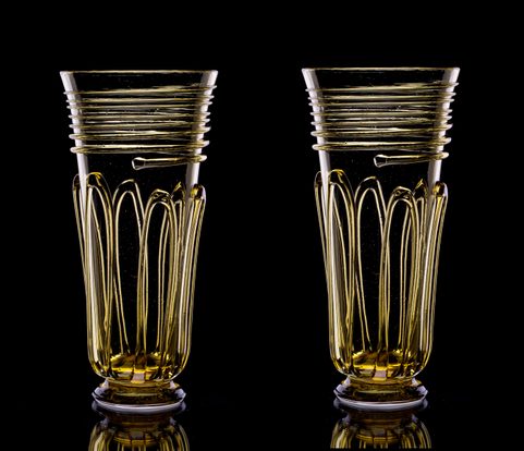 BIRKA, SET OF 2 VIKING GOBLETS, FOREST GLASS