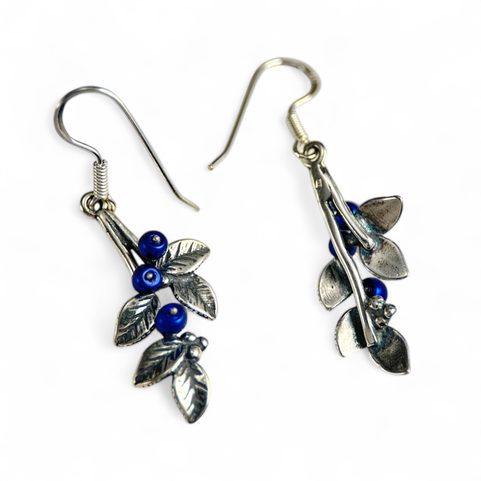 BLAUBEERE, OHRRINGE, SILBER AG 925