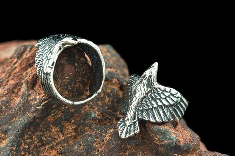 CORVUS, RAVEN, SILVER RING