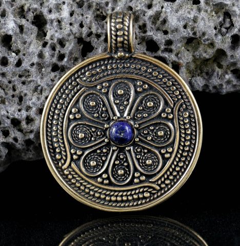 VESNA, SLAVIC PENDANT, MORAVIA MAGNA EMPIRE, BRONZE LAPIS LAZULI