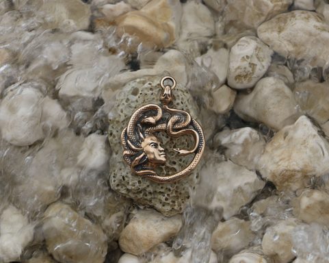 MEDUSA, ANTIQUE, BRONZE, PENDANT