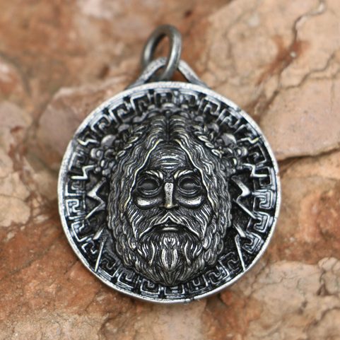 ZEUS, DIEU GREC, PENDENTIF EN ZINC